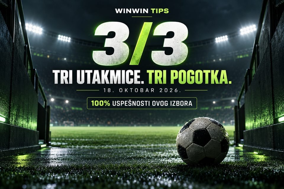 WINWIN TIPS ilustracija rezultata: tri uspešna predloga od tri, 18. oktobar 2026.