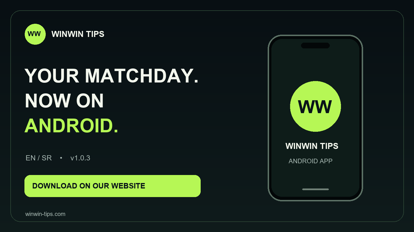 WINWIN TIPS Android launch graphic with a stylised phone and circular WW logo.