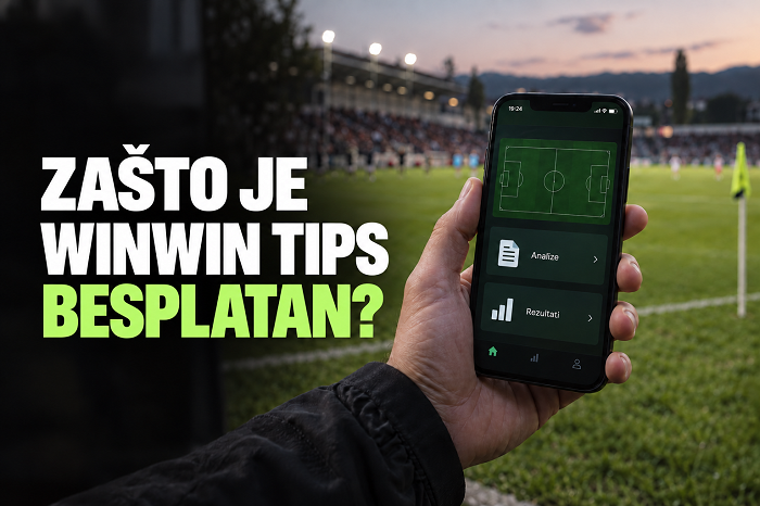 WINWIN TIPS besplatne fudbalske analize: telefon u ruci pored fudbalskog terena